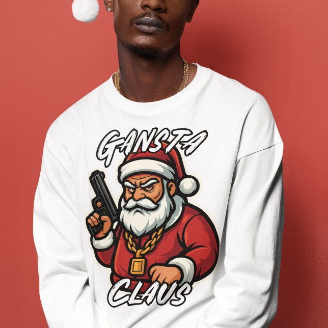 Gangsta Claus mit Pistole Tri-Blend Shirt (Von Creator hochgeladen)