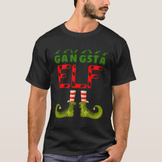 Gangsta Elf Funny Group Matching Familie Pajamas F T-Shirt