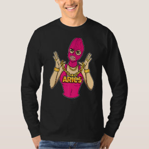 Gangsta Girl Aries maskierte Gangster-Frau mit Gol T-Shirt
