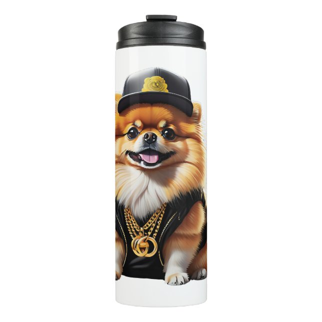 Gangsta Pomeranian - Hip Hop Dog Swag Thermosbecher (Vorderseite)