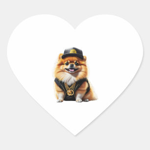 Gangsta Pomeranian - Hip Hop Hunde Swag Herz-Aufkleber