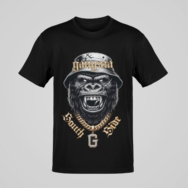 Gangsta South Side Gorilla Laughing Hardcore Style T-Shirt (Von Creator hochgeladen)