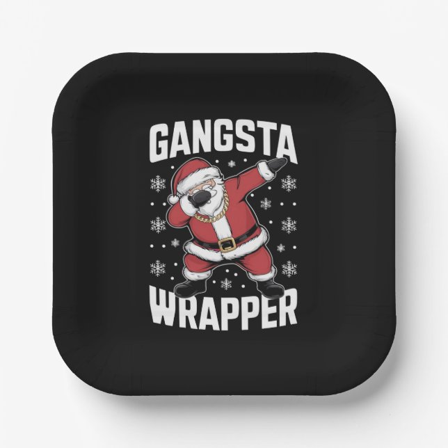 Gangsta Wrapper Funny Dabbing Weihnachten Pappteller (Vorderseite)