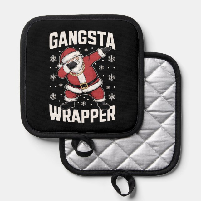 Gangsta Wrapper Funny Dabbing Weihnachten Topflappen (Vorderseite/Rückseite)
