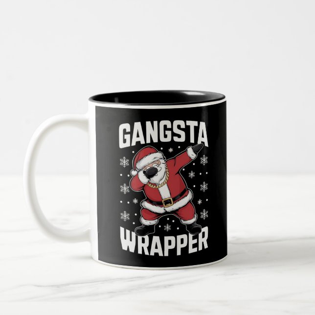 Gangsta Wrapper Funny Dabbing Weihnachten Zweifarbige Tasse (Links)