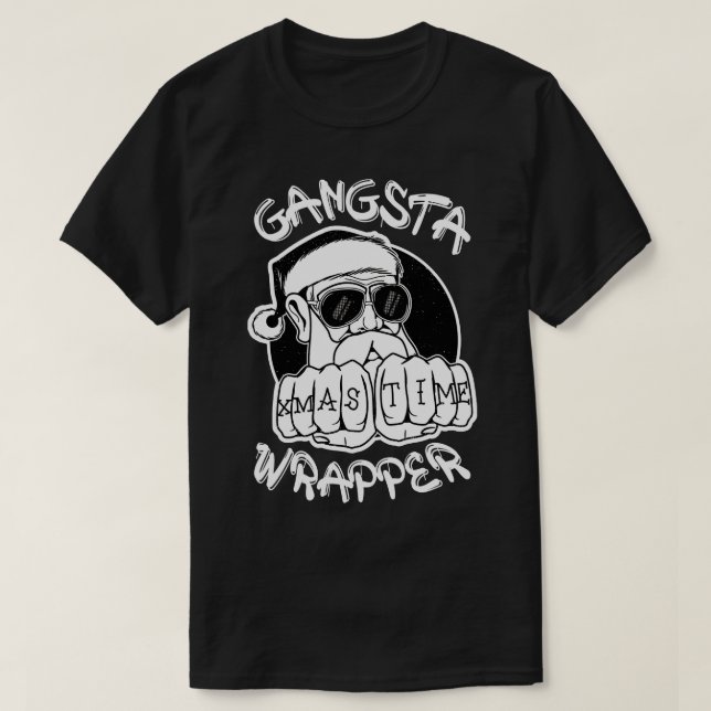 Gangsta Wrapper Funny Santa Claus Gangster T-Shirt (Design vorne)
