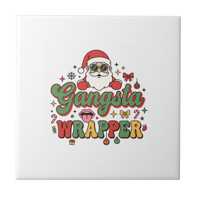 Gangsta-Wrapper-Santa-Weihnachten Fliese (Vorderseite)
