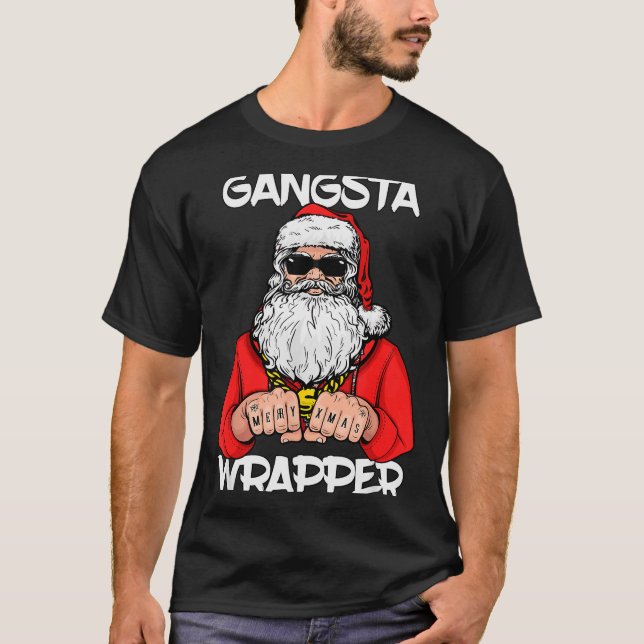 Gangsta Wrapper Shirt Funny Santa Christmas  (Vorderseite)