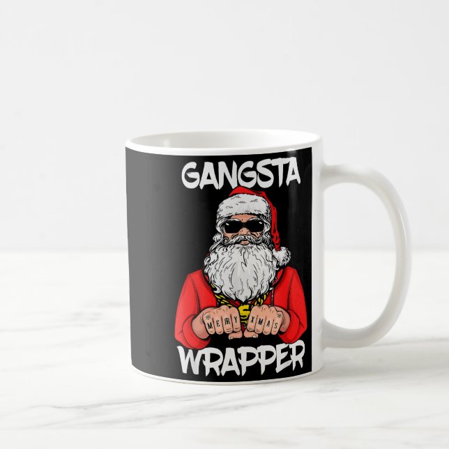 Gangsta Wrapper Shirt Funny Santa Christmas  Kaffeetasse (Rechts)