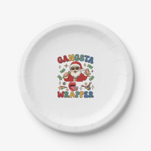 Gangsta-Wrapper-Weihnachtsmann-Mikrofon-Geld Pappteller