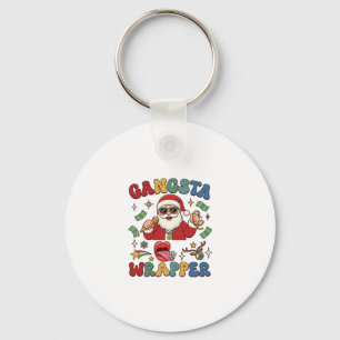 Gangsta-Wrapper Weihnachtsmann Mikrofon Geld Schlüsselanhänger