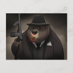 Gangster Bear Postcard Postkarte