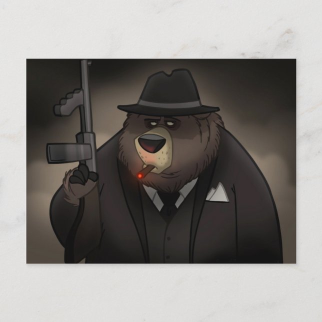 Gangster Bear Postcard Postkarte (Vorderseite)