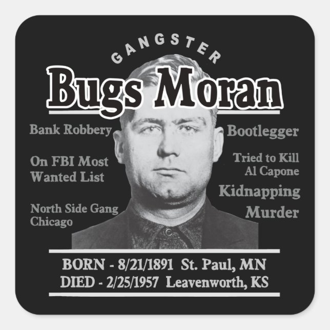 Gangster Bugs Moran Quadratischer Aufkleber (Vorderseite)
