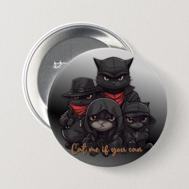 Gangster Cat Button | Klick mich, wenn du kannst (Vorne & Hinten)
