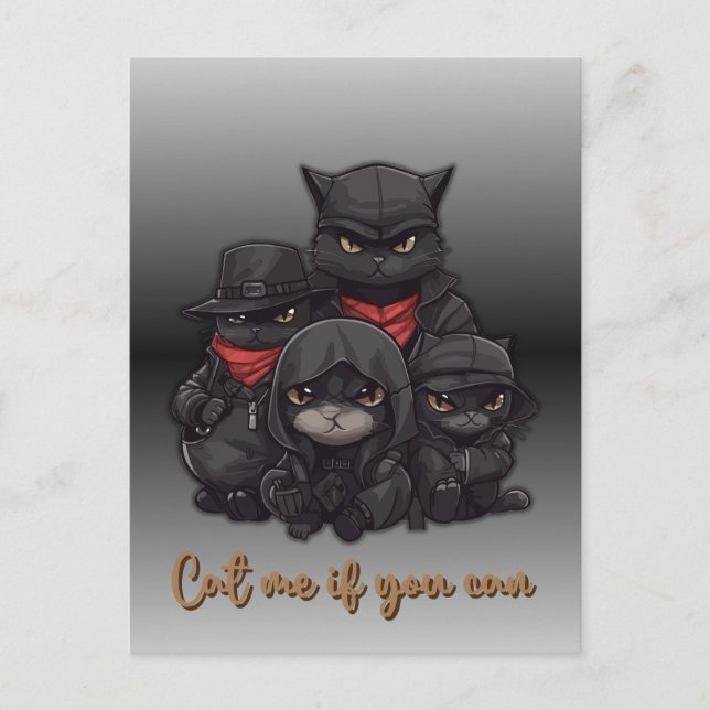 Gangster Cat Postcard | Klick mich, wenn du kannst Postkarte (Vorderseite)