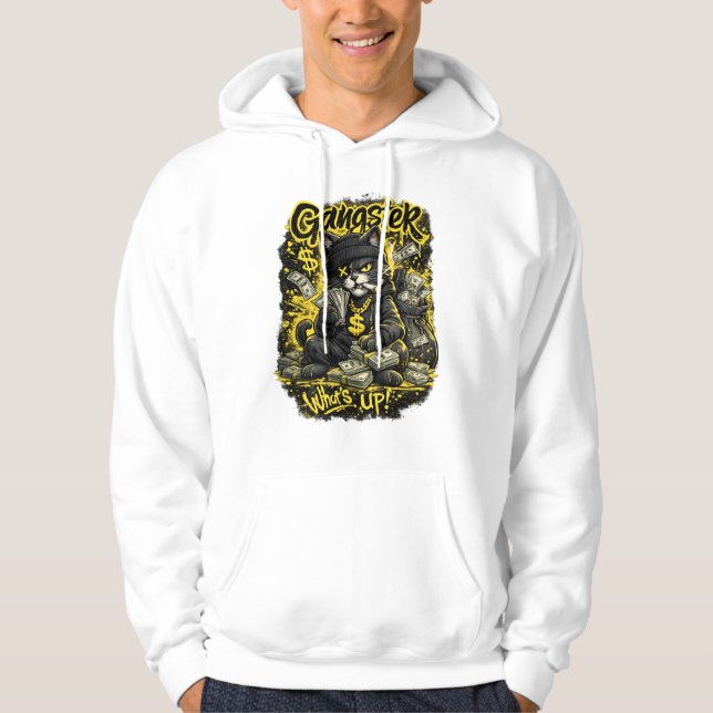 Gangster Cat Street Art T-Shirt Hoodie (Vorderseite)