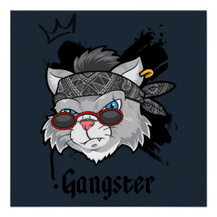 Gangster Cat Street Portrait Poster