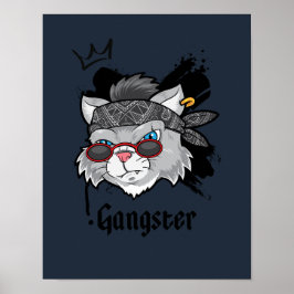 Gangster Cat Street Portrait Poster