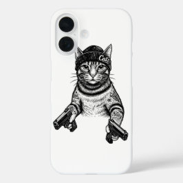 Gangster Cat Tattoo Art | Cool Streetwear Kitty iPhone 16 Hülle