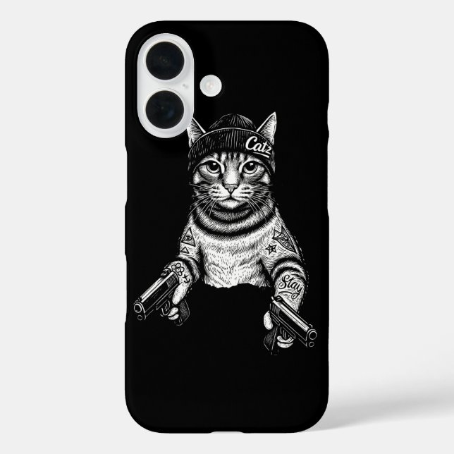 Gangster Cat Tattoo Art | Cool Streetwear Kitty Case-Mate iPhone Hülle (Rückseite)