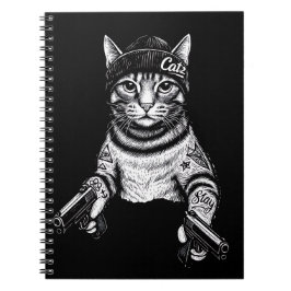 Gangster Cat Tattoo Art | Cool Streetwear Kitty Notizblock