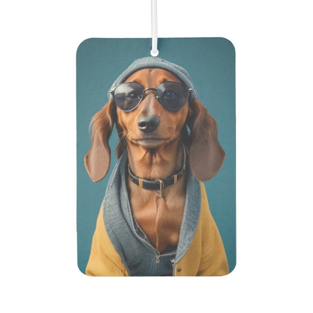 Gangster Dachshund Autolufterfrischer (Vorderseite)