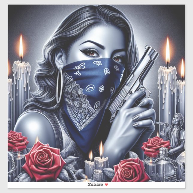 Gangster Girl Hip Hop chicano Art Design Aufkleber (Blatt)
