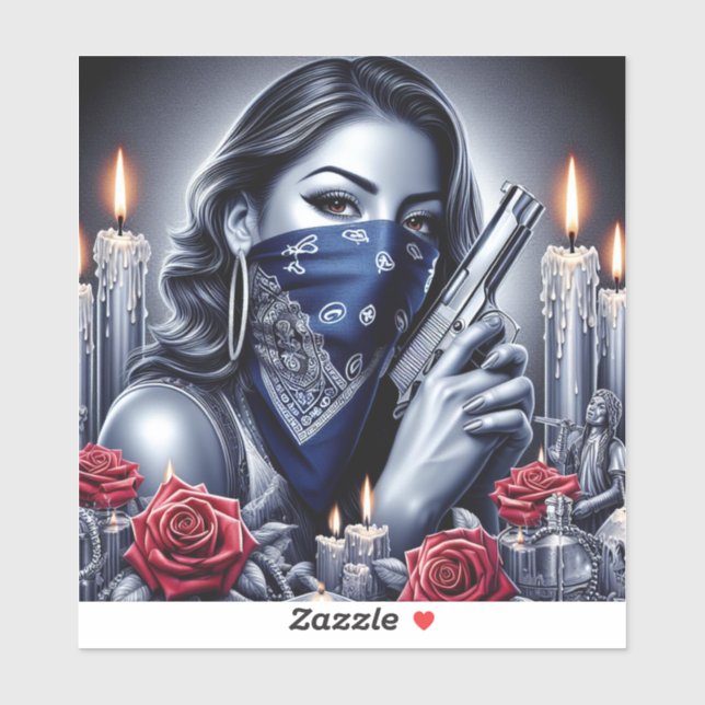 Gangster Girl Hip Hop chicano Art Design Aufkleber (Blatt)