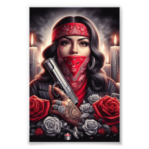 Gangster Girl Hip Hop chicano Art Grafik Fotodruck