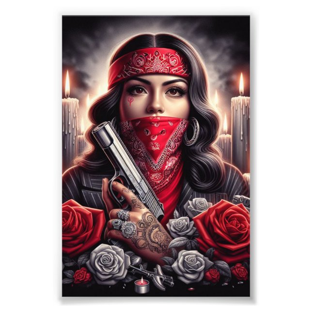 Gangster Girl Hip Hop chicano Art Grafik Fotodruck (Vorne)