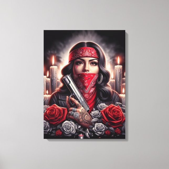 Gangster Girl Hip Hop chicano Art Grafik Leinwanddruck (Vorderseite)