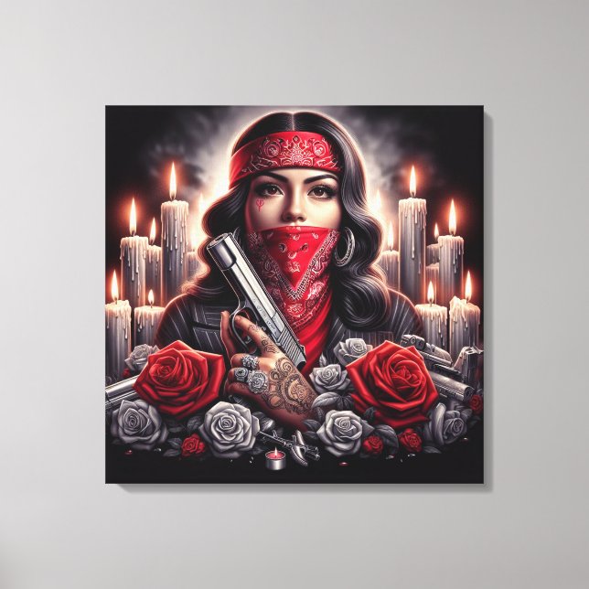 Gangster Girl Hip Hop chicano Art Grafik Leinwanddruck (Vorderseite)