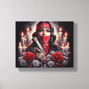 Gangster Girl Hip Hop chicano Art Grafik Leinwanddruck