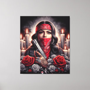 Gangster Girl Hip Hop chicano Art Grafik Leinwanddruck