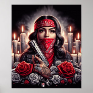 Gangster Girl Hip Hop chicano Art Grafik Poster