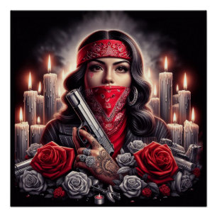 Gangster Girl Hip Hop chicano Art Grafik Poster