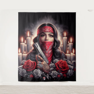 Gangster Girl Hip Hop chicano Art Grafik Wandteppich