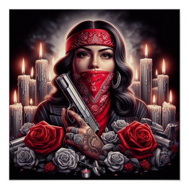 Gangster Girl Hip Hop Chicano Art Poster (Vorderseite)