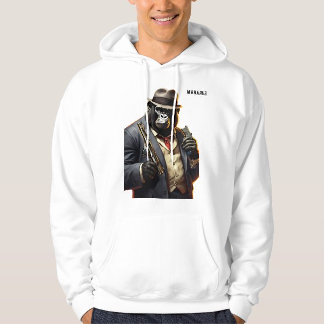 Gangster Gorilla Cocking Heart Hoodie (Vorderseite)