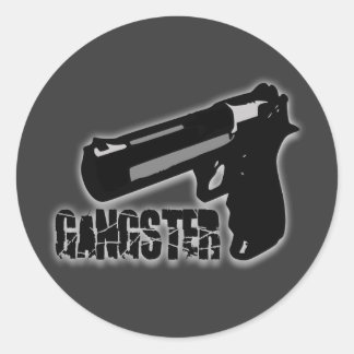 Gangster Gun Runder Aufkleber