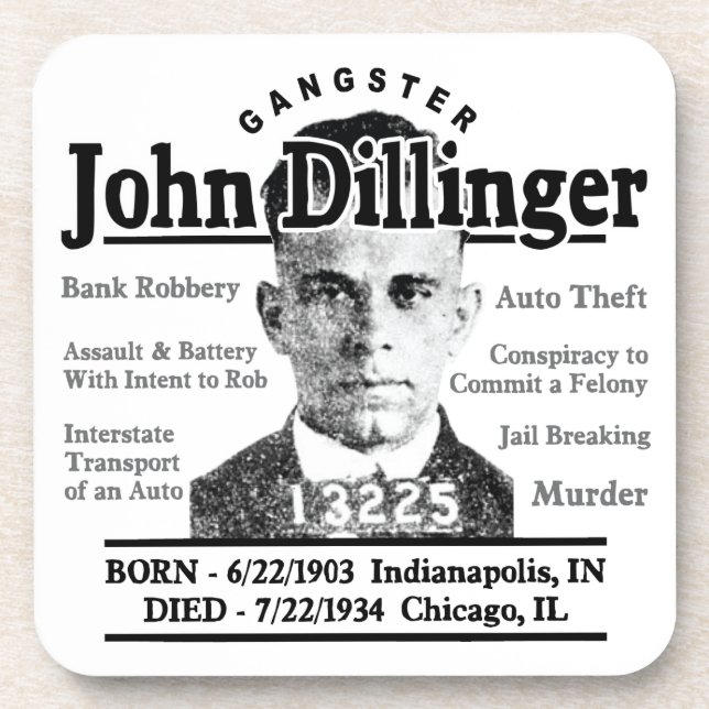 Gangster John Dillinger Untersetzer (Vorderseite)