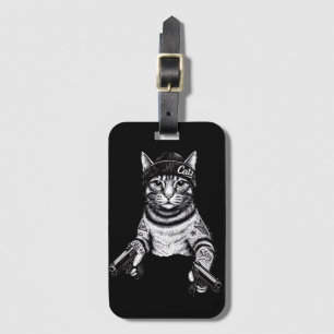 Gangster-Katzen-Tattoo-Kunst Coole Streetwear-Ki Gepäckanhänger