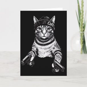 Gangster-Katzen-Tattoo-Kunst Coole Streetwear-Ki Karte