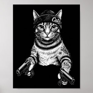 Gangster-Katzen-Tattoo-Kunst Coole Streetwear-Ki Poster