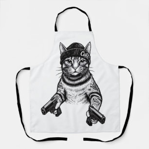 Gangster-Katzen-Tattoo-Kunst Coole Streetwear-Ki Schürze