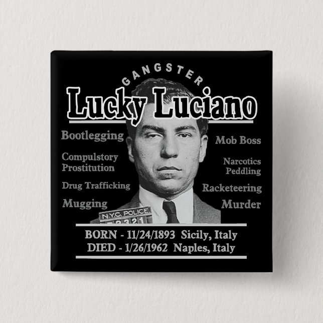 Gangster Lucky Luciano Button (Vorderseite)