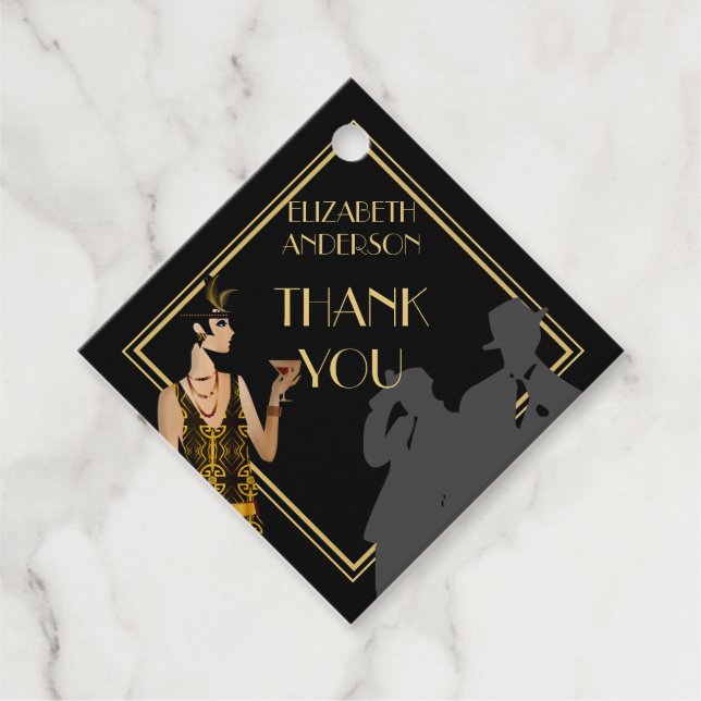 Gangster Moll 1920s Flapper Gatsby Party BlackGold Geschenkanhänger (Vorderseite)