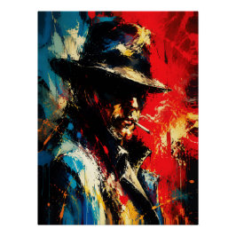 Gangster-Porträt abstrakte Malerei im Vintage-Stil Poster
