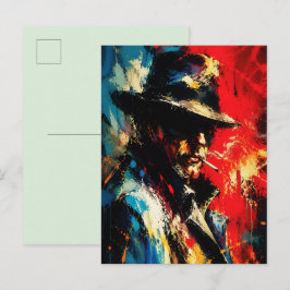 Gangster-Porträt abstrakte Malerei im Vintage-Stil Postkarte